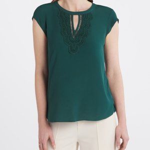 DANIEL RAINN Quin Cap Sleeve Mixed Material Top